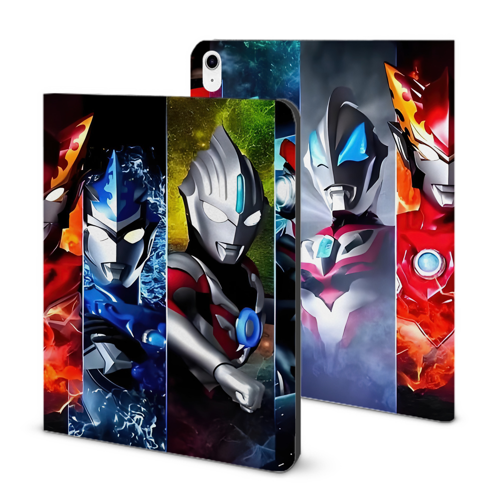（画像用） ウルトラマン Ultraman IPad ケース ブック型 PUレザー TPU 耐衝撃 軽量 薄型 ペン収納なし 全面保護 IPad 各モデル対応